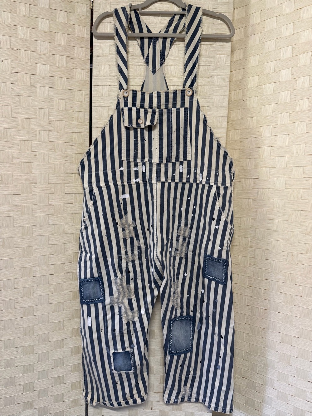 NWT Endless Travels Railroad Striped Blue White Overalls Jaded Gypsy